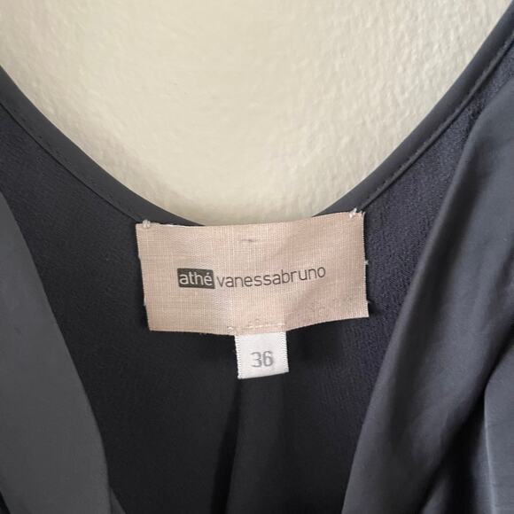 Vanessa Bruno Athe Lace Trim Shift Dress Women’s S Gray Layered Boho Chic Silky - Picture 5 of 9